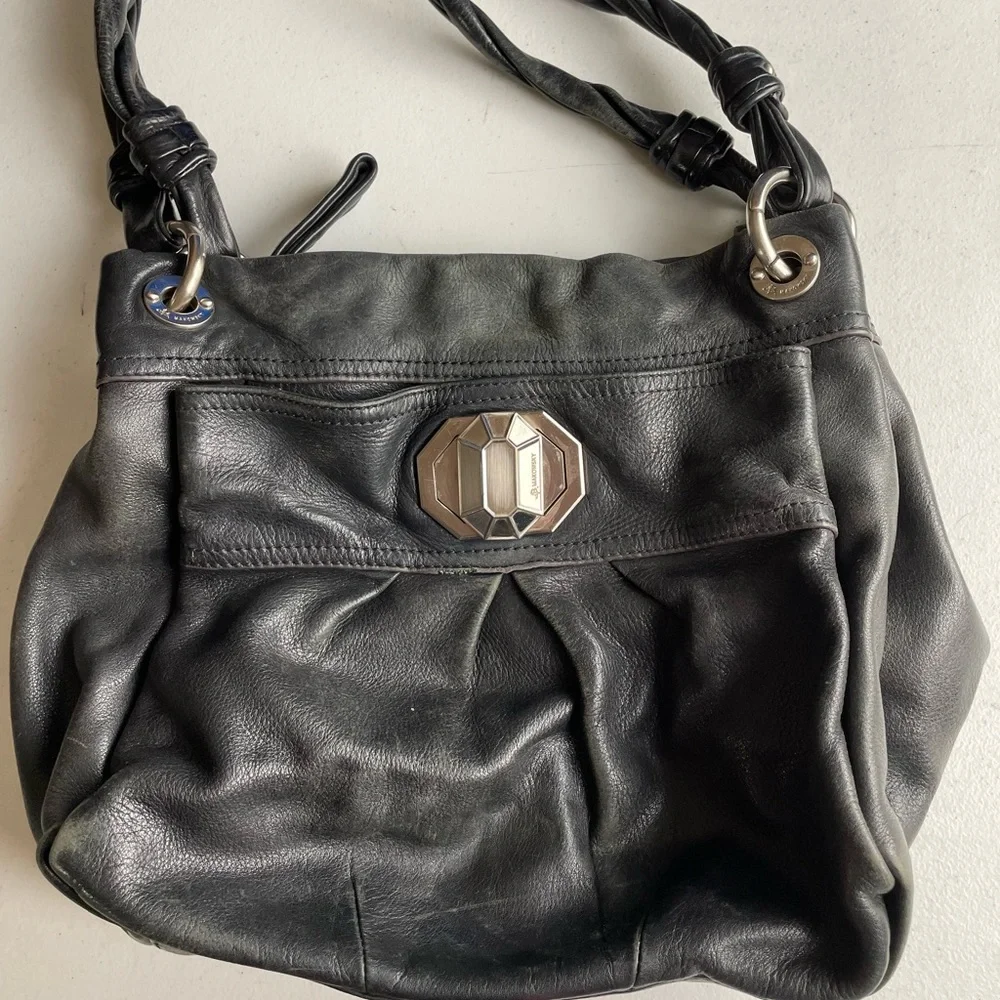 VTG B.Makowsky Black Leather Purse Handbag - Picture 1 of 12